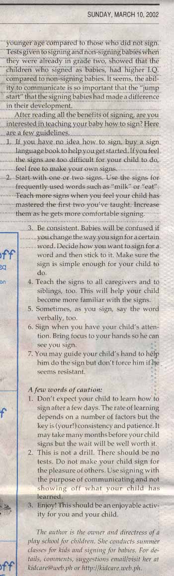 Teaching babies to sign